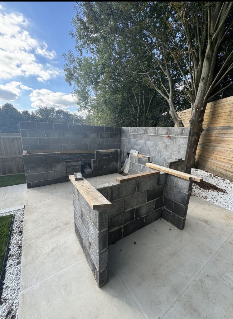 Outdoor kitchen before microcement installation